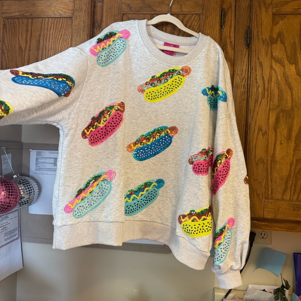 QUEEN OF SPARKLES Hot Dog Sweatshirt - Multicolor